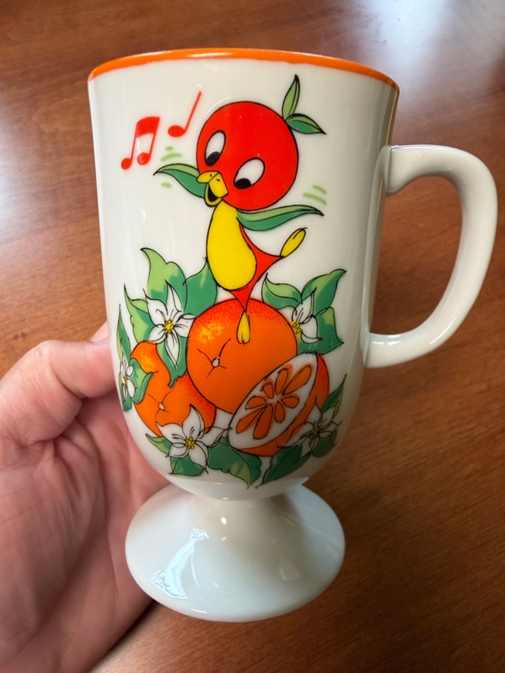 Vintage Walt Disney Orange Bird Pedestal Mug